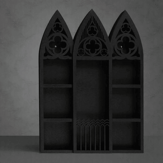 Gothic Black Wooden Cathedral Archway Storage Shelf Display Rack - Le Joyau Store - Essential,Gift,Organize,Rack,Wood -