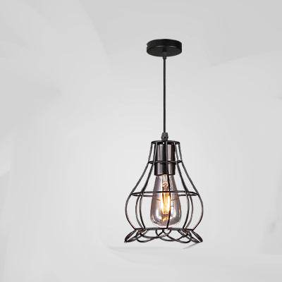 Vintage Industrial Wrought Iron Cage Chandelier Rustic LED Ceiling Light - Le Joyau Store - elegant,iron,LED,lighting,vintage - A / Without light source