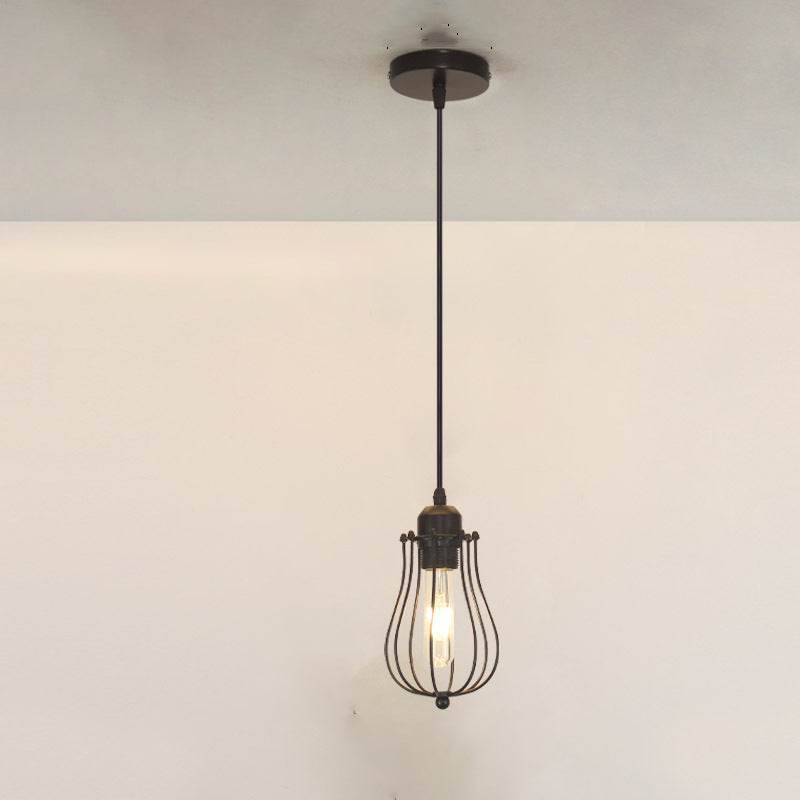 Vintage Industrial Wrought Iron Cage Chandelier Rustic LED Ceiling Light - Le Joyau Store - elegant,iron,LED,lighting,vintage - A / Without light source