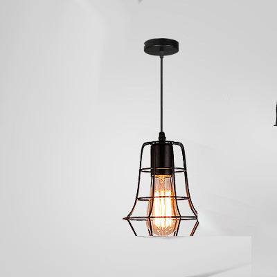 Vintage Industrial Wrought Iron Cage Chandelier Rustic LED Ceiling Light - Le Joyau Store - elegant,iron,LED,lighting,vintage - A / Without light source