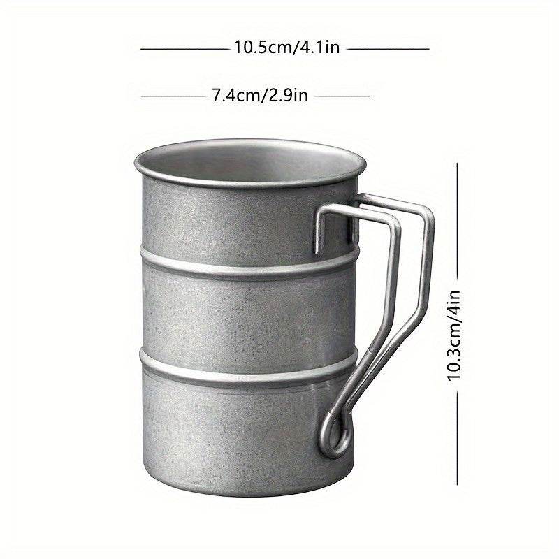 Retro Vintage Aged Stainless Steel Wrought Iron Effect Camping Coffee Mug - Le Joyau Store - durable,lightweight,outdoor,stainless,vintage - Silver / 360ml