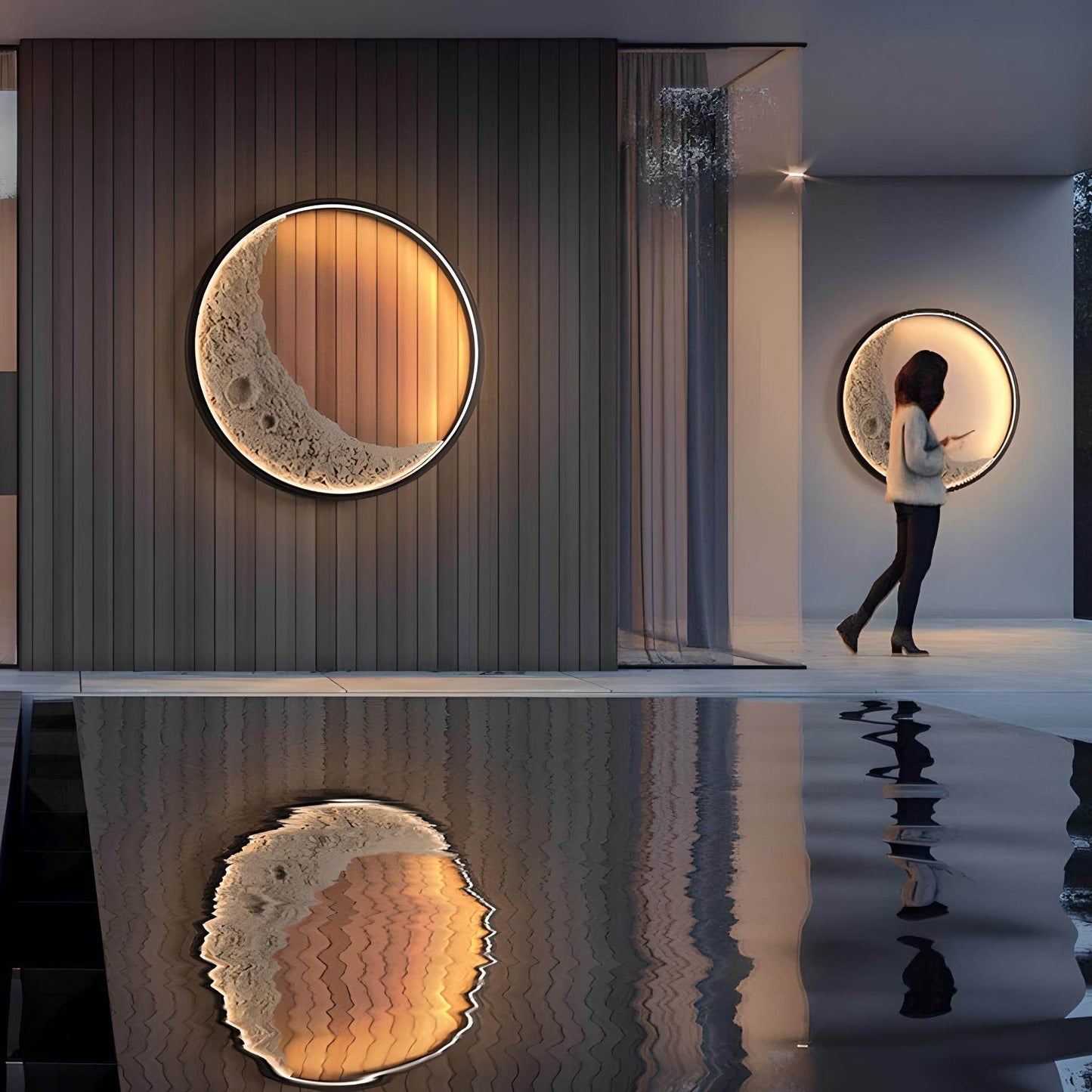 Rustic 3D Celestial Eclipse Moon Wall Lamp Waterproof Indoor & Outdoor Ambient Lighting - Le Joyau Store - 3D Lamp,Color-Changing,Energy-Efficient,Remote Control,Waterproof -