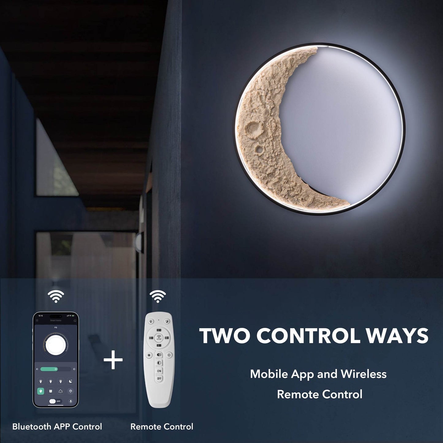 Rustic 3D Celestial Eclipse Moon Wall Lamp Waterproof Indoor & Outdoor Ambient Lighting - Le Joyau Store - 3D Lamp,Color-Changing,Energy-Efficient,Remote Control,Waterproof -