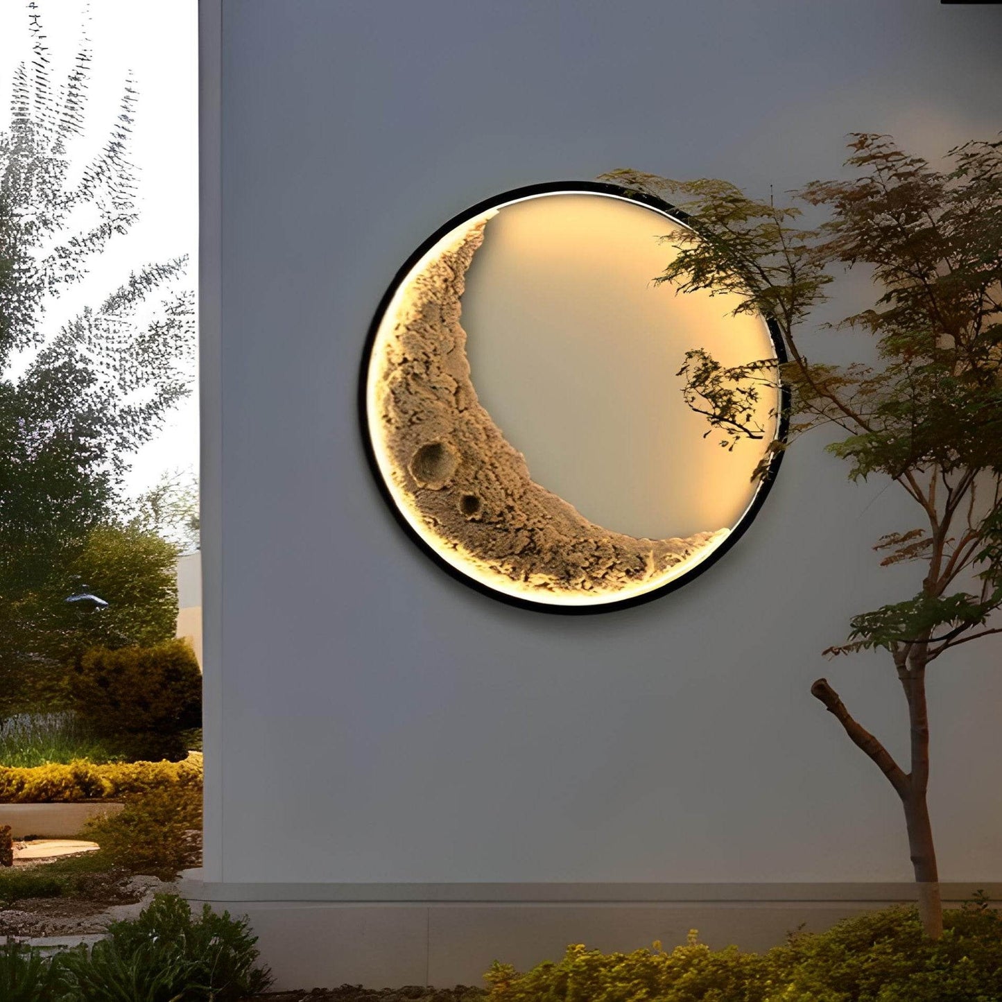 Rustic 3D Celestial Eclipse Moon Wall Lamp Waterproof Indoor & Outdoor Ambient Lighting - Le Joyau Store - 3D Lamp,Color-Changing,Energy-Efficient,Remote Control,Waterproof -