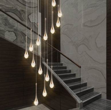 Minimalistic Teardrop 8-Head LED Spiral Hanging Staircase Chandelier - Le Joyau Store - aluminum,dim2color,LED,minimalist,staircase - White light