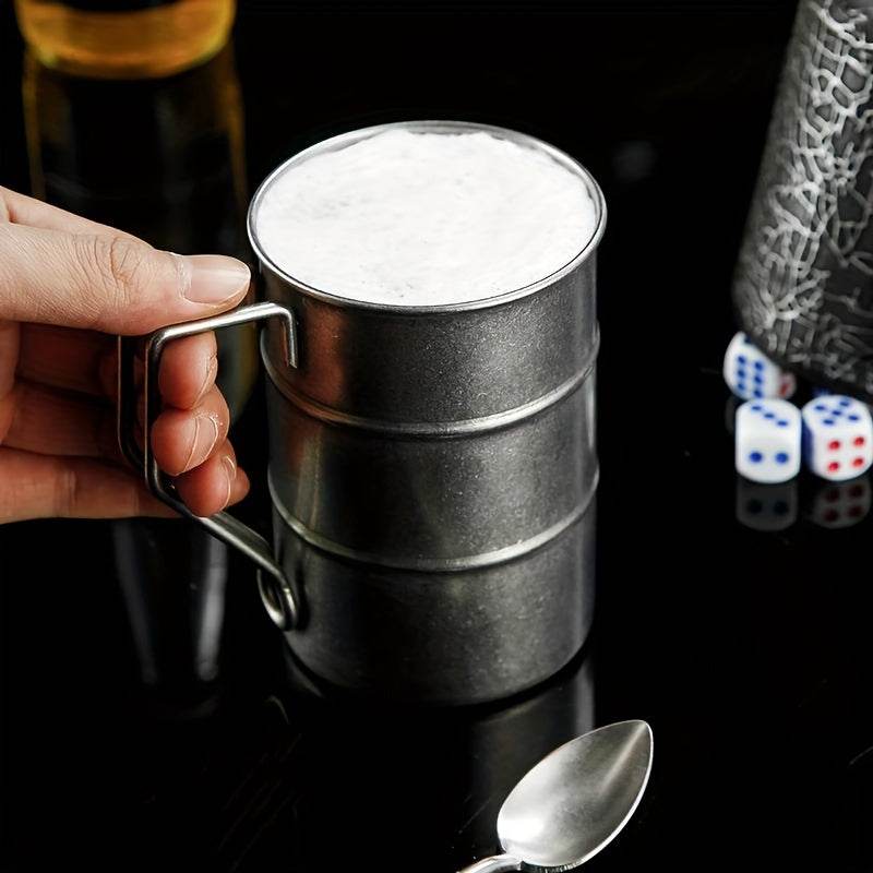 Retro Vintage Aged Stainless Steel Wrought Iron Effect Camping Coffee Mug - Le Joyau Store - durable,lightweight,outdoor,stainless,vintage - Silver / 360ml