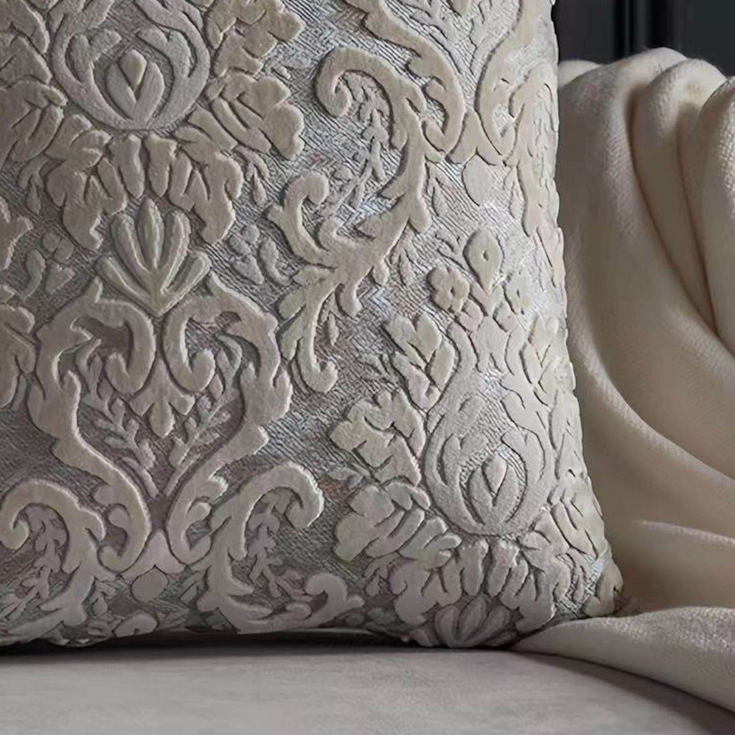 Luxury Velvet French Jacquard Embroidered Vintage Sofa Cushion Cover - Le Joyau Store - floral,gothic,nordic,velvet,vintage - Beige