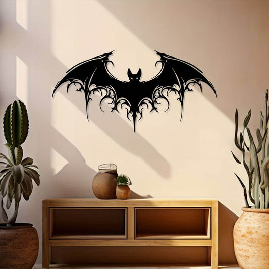 Majestic Iron Black Bat Gothic Victorian 2D Flat Wall Art Decor - Le Joyau Store - Gothic,Halloween,Iron Art,Spooky,Victorian -