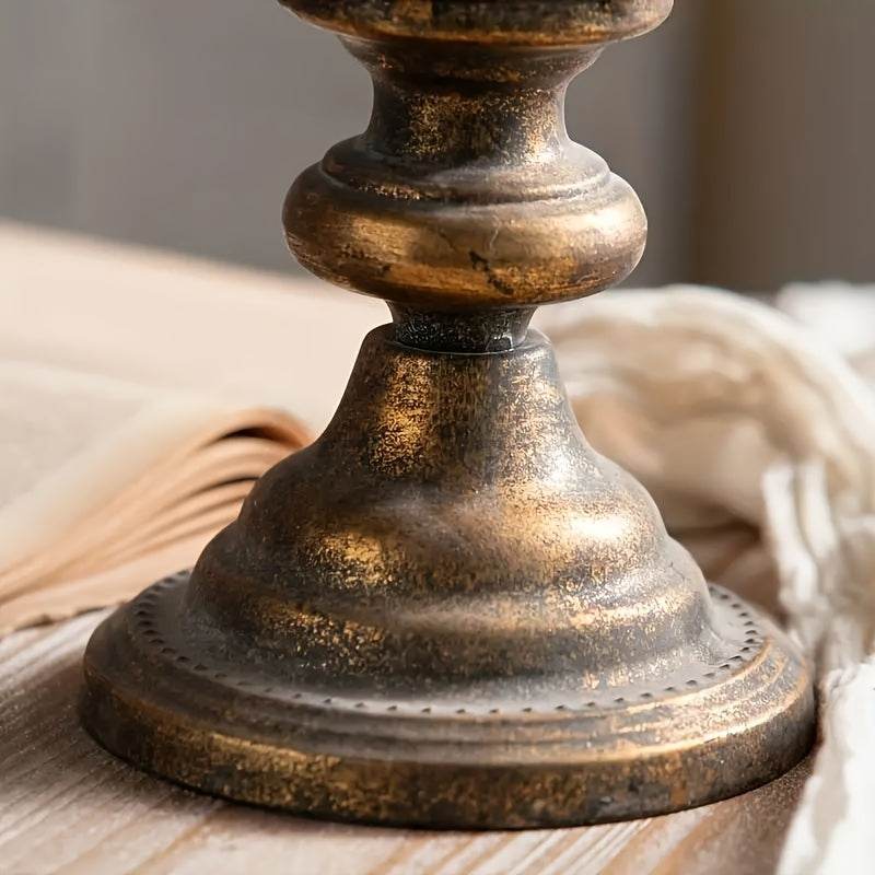 Vintage Aged Metal Bronze Cylindrical Antique Floral Vines Flower Vase - Le Joyau Store - cylindrical,dried flowers,floral design,metal vase,rustic style -