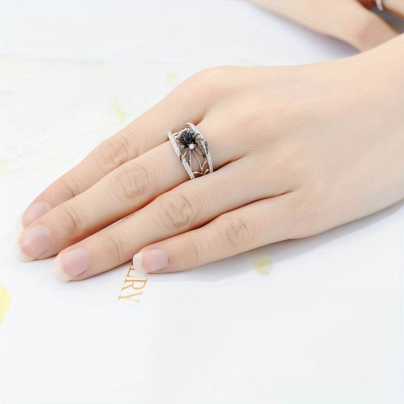 Gothic Black Spider Ring for Women Silver Web Rhinestone Statement Jewelry - Le Joyau Store - Gift,Luxury,Punk,Rhinestones,Vintage - 6