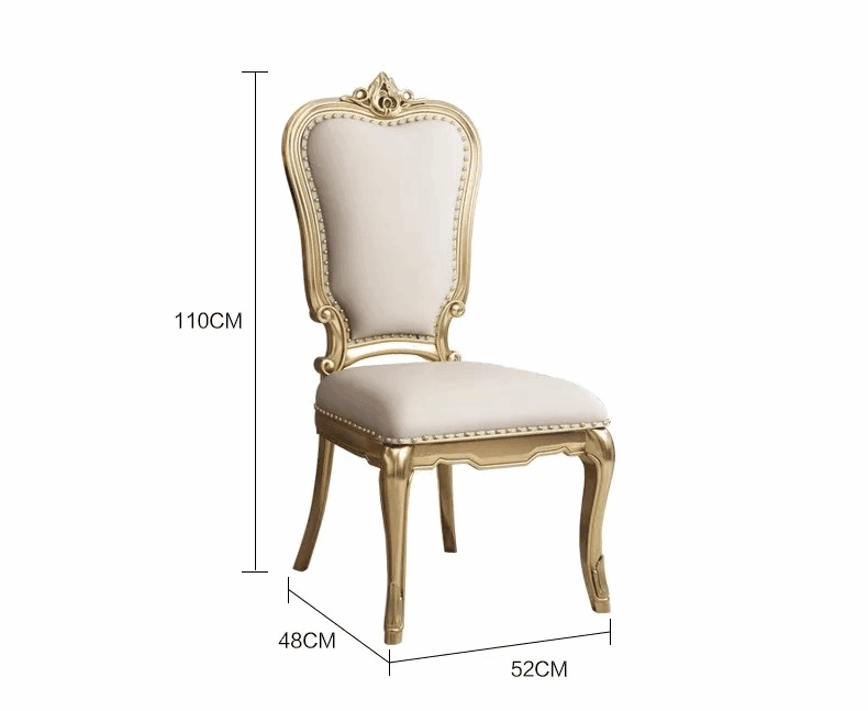 Regal European Gold & White Leather Marble Wooden Dining Table & Chairs - Le Joyau Store - Event,Gold,Luxury,Marble,Wood - Dining Chair (2pcs)
