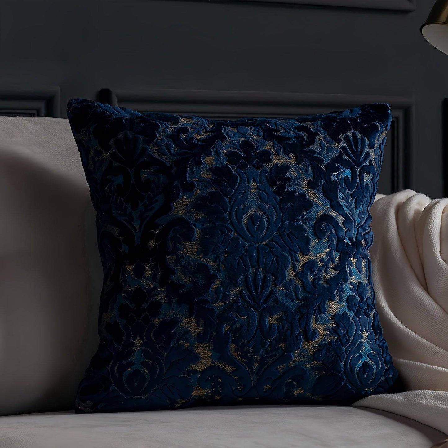 Luxury Velvet French Jacquard Embroidered Vintage Sofa Cushion Cover - Le Joyau Store - floral,gothic,nordic,velvet,vintage - Beige