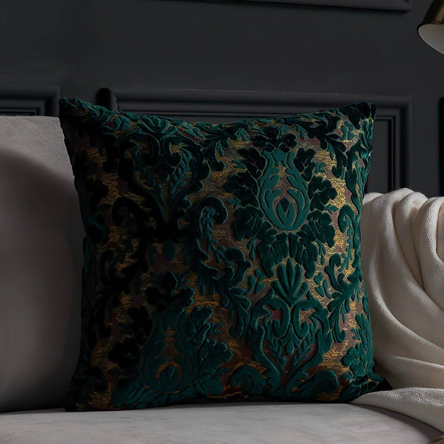 Luxury Velvet French Jacquard Embroidered Vintage Sofa Cushion Cover - Le Joyau Store - floral,gothic,nordic,velvet,vintage - Beige