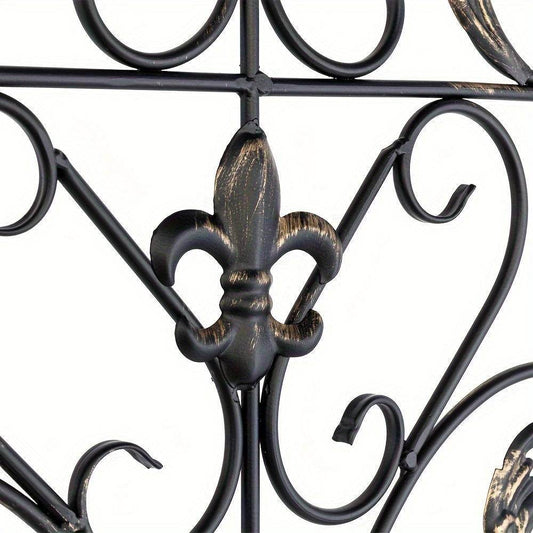Semi-Circular Victorian Ornate Floral Wrought Iron Effect Vintage Wall Ornament - Le Joyau Store - Art,black,decor,iron,scrollwork,vintage -