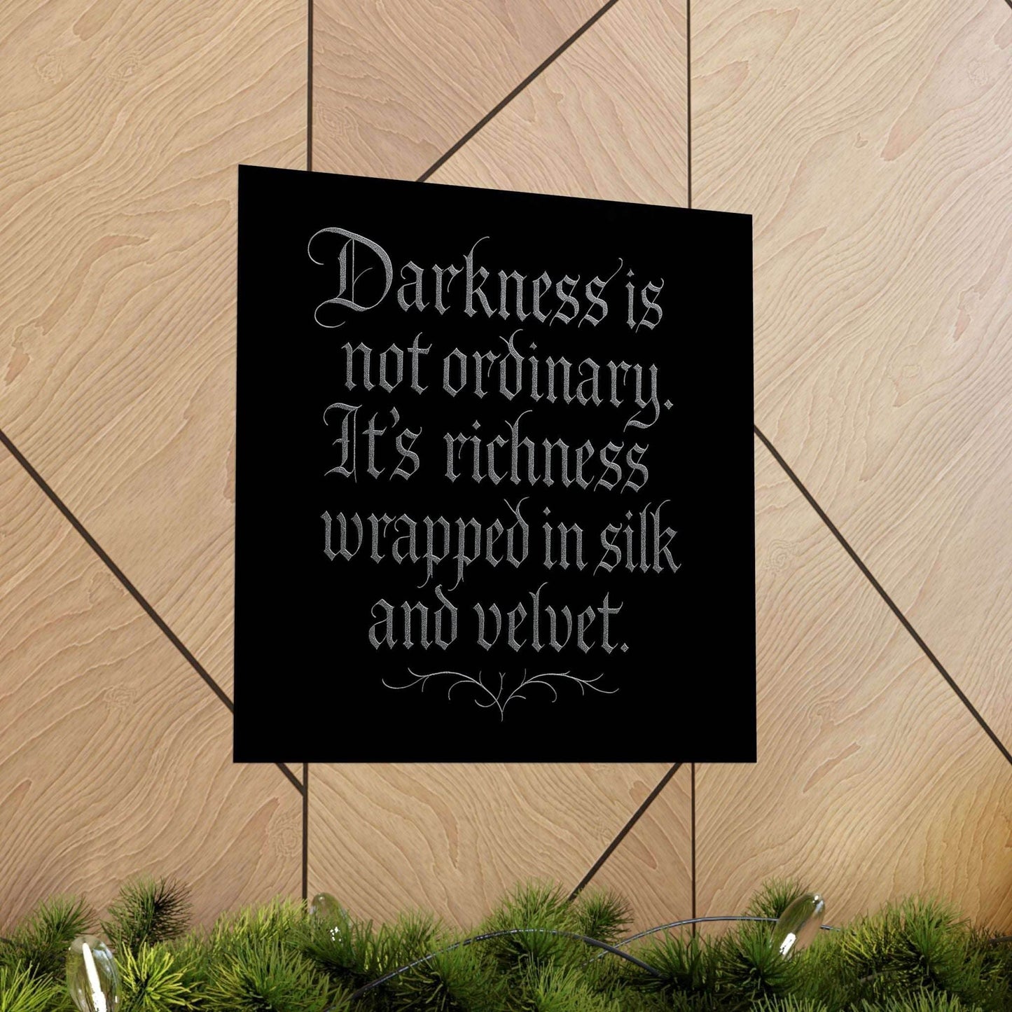Velvet Darkness Gothic Poster – Dark Academia & Victorian Aesthetic Black & Silver Calligraphy Quote Wall Art - Le Joyau Store - Home & Living,Indoor,Matte - 10″ x 10″