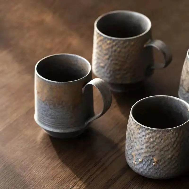 Vintage Gray Steel Terracotta Ceramic Stoneware Coffee Cup - Le Joyau Store - coffee,handmade,Japanese,mug,stoneware,vintage - A