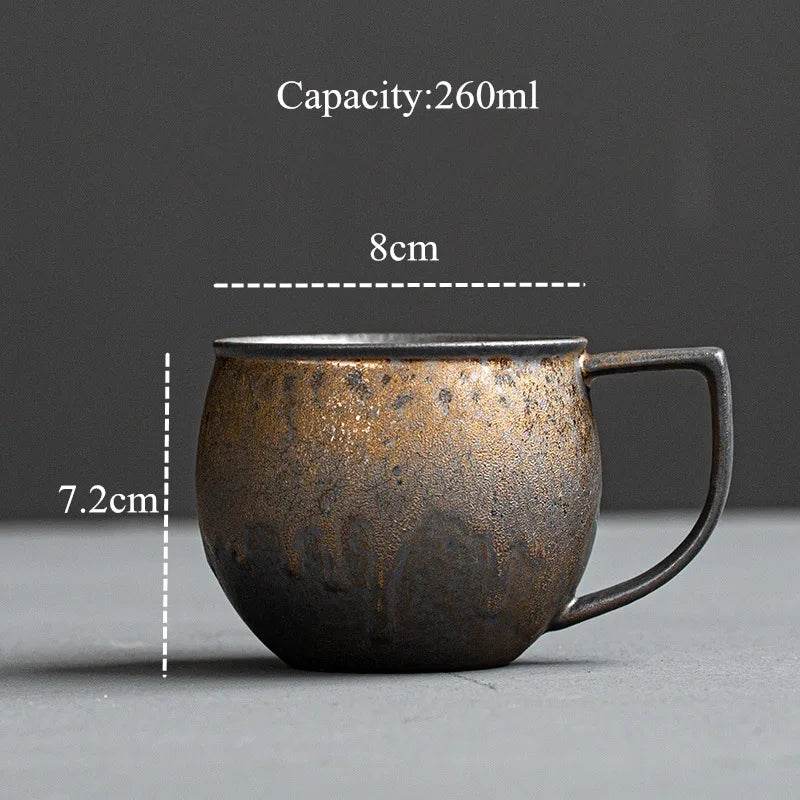 Vintage Gray Steel Terracotta Ceramic Stoneware Coffee Cup - Le Joyau Store - coffee,handmade,Japanese,mug,stoneware,vintage - A