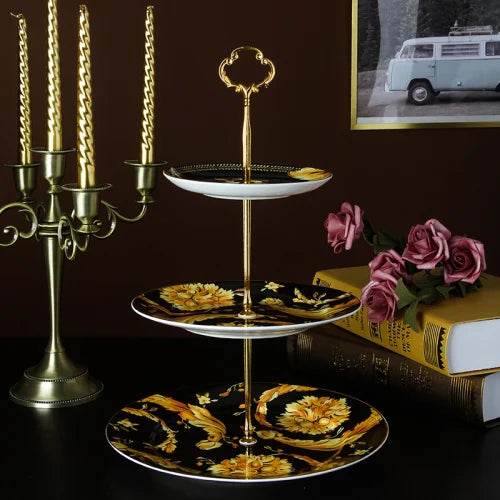 Luxury European Vintage Fine Bone China Black & Gold Floral Antique Teacup Set - Le Joyau Store - Bone China,Coffee Set,Elegant,High-Quality,Tea Cups - 4pcs set