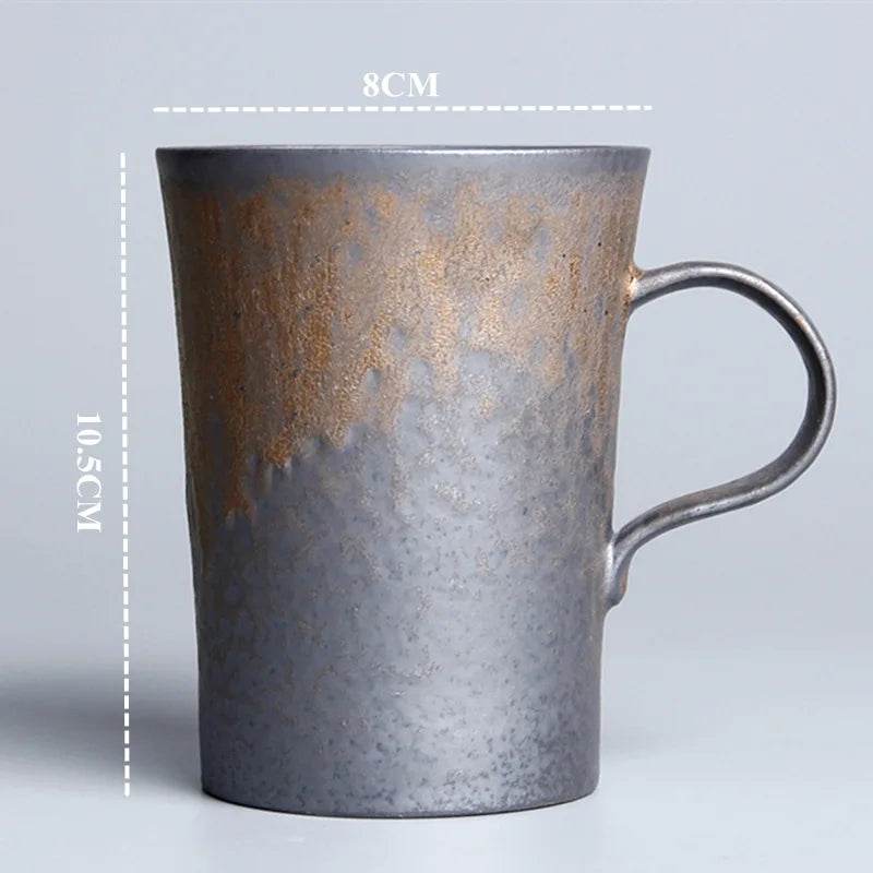 Vintage Gray Steel Terracotta Ceramic Stoneware Coffee Cup - Le Joyau Store - coffee,handmade,Japanese,mug,stoneware,vintage - A