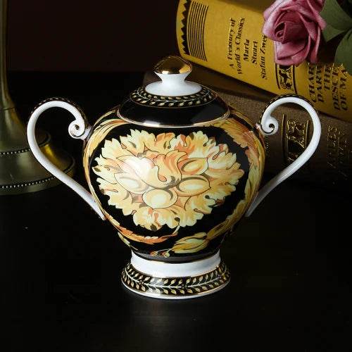 Luxury European Vintage Fine Bone China Black & Gold Floral Antique Teacup Set - Le Joyau Store - Bone China,Coffee Set,Elegant,High-Quality,Tea Cups - 4pcs set