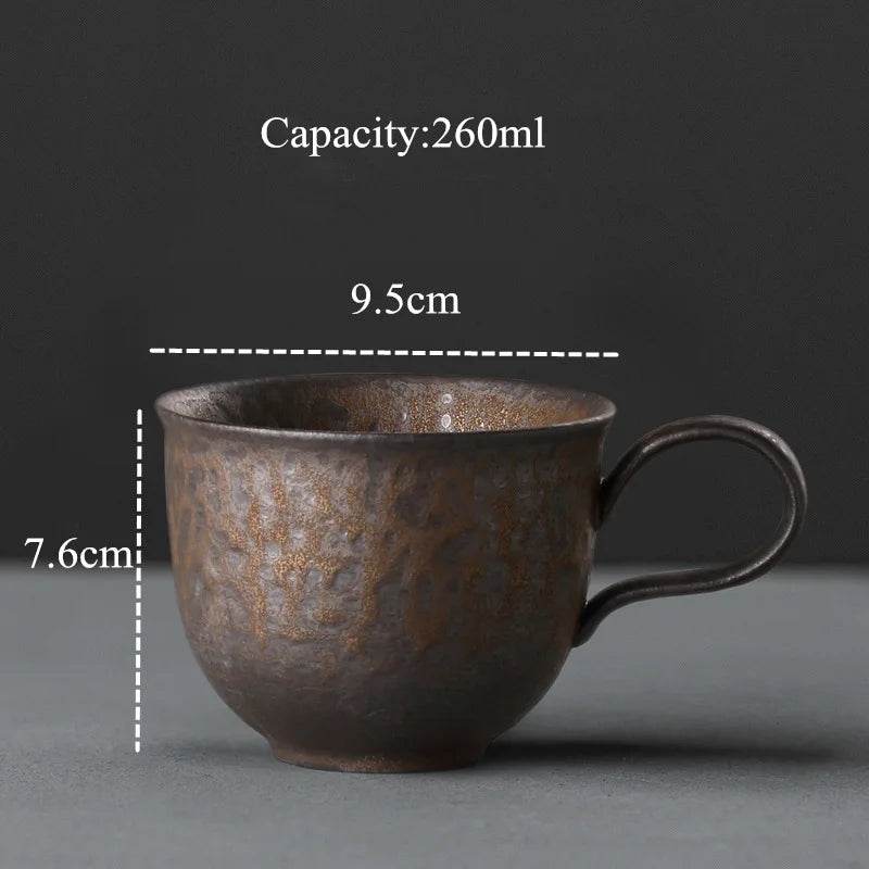 Vintage Gray Steel Terracotta Ceramic Stoneware Coffee Cup - Le Joyau Store - coffee,handmade,Japanese,mug,stoneware,vintage - A