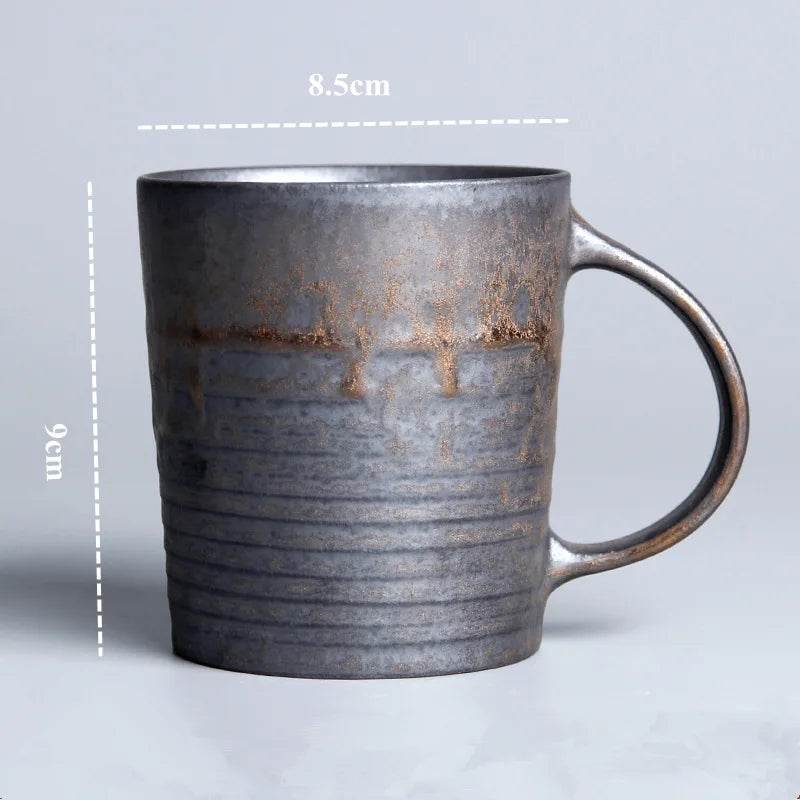 Vintage Gray Steel Terracotta Ceramic Stoneware Coffee Cup - Le Joyau Store - coffee,handmade,Japanese,mug,stoneware,vintage - A