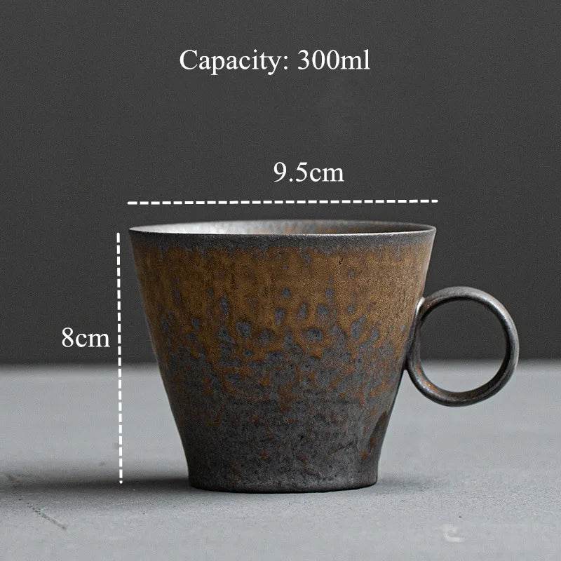 Vintage Gray Steel Terracotta Ceramic Stoneware Coffee Cup - Le Joyau Store - coffee,handmade,Japanese,mug,stoneware,vintage - A