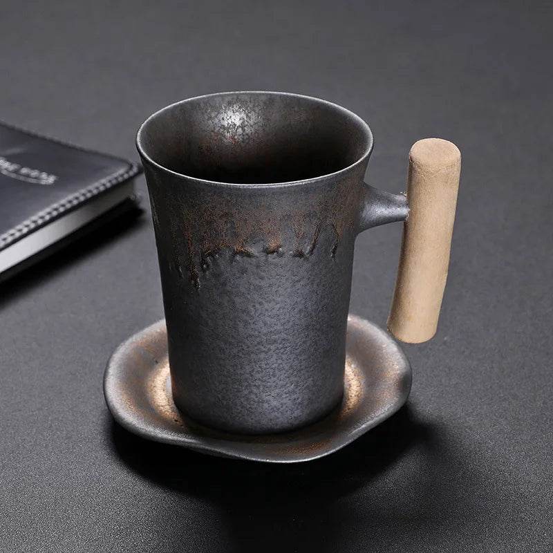 Vintage Gray Steel Terracotta Ceramic Stoneware Coffee Cup - Le Joyau Store - coffee,handmade,Japanese,mug,stoneware,vintage - A
