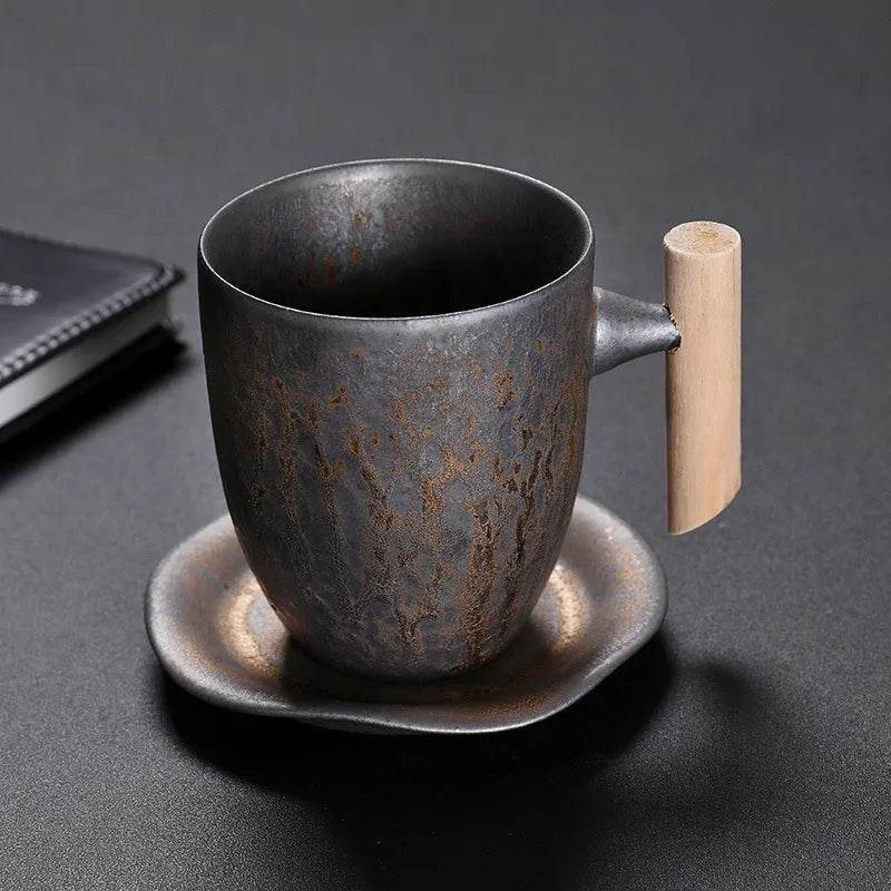 Vintage Gray Steel Terracotta Ceramic Stoneware Coffee Cup - Le Joyau Store - coffee,handmade,Japanese,mug,stoneware,vintage - A