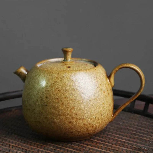 Vintage Rustic Persimmon-Inspired Stoneware Teapot - Le Joyau Store - handmade,persimmon,stoneware,tea gift,unique - Bronze