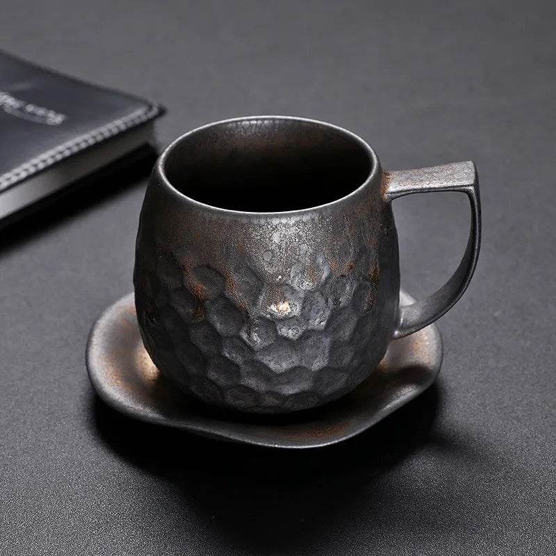 Vintage Gray Steel Terracotta Ceramic Stoneware Coffee Cup - Le Joyau Store - coffee,handmade,Japanese,mug,stoneware,vintage - A