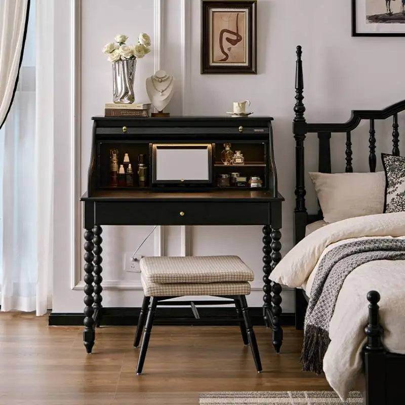 Luxury Black Gothic Nordic Dresser with Mirror Vintage Vanity Study Bureau - Le Joyau Store - black,dresser,makeup,modern,wood - 0.7m Dresser Cabinet