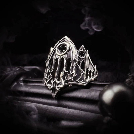 Vintage Gothic Antique Silver Cathedral Window Unisex Open Ring - Le Joyau Store - dark ring,flower,gothic,open ring,vintage - One Size
