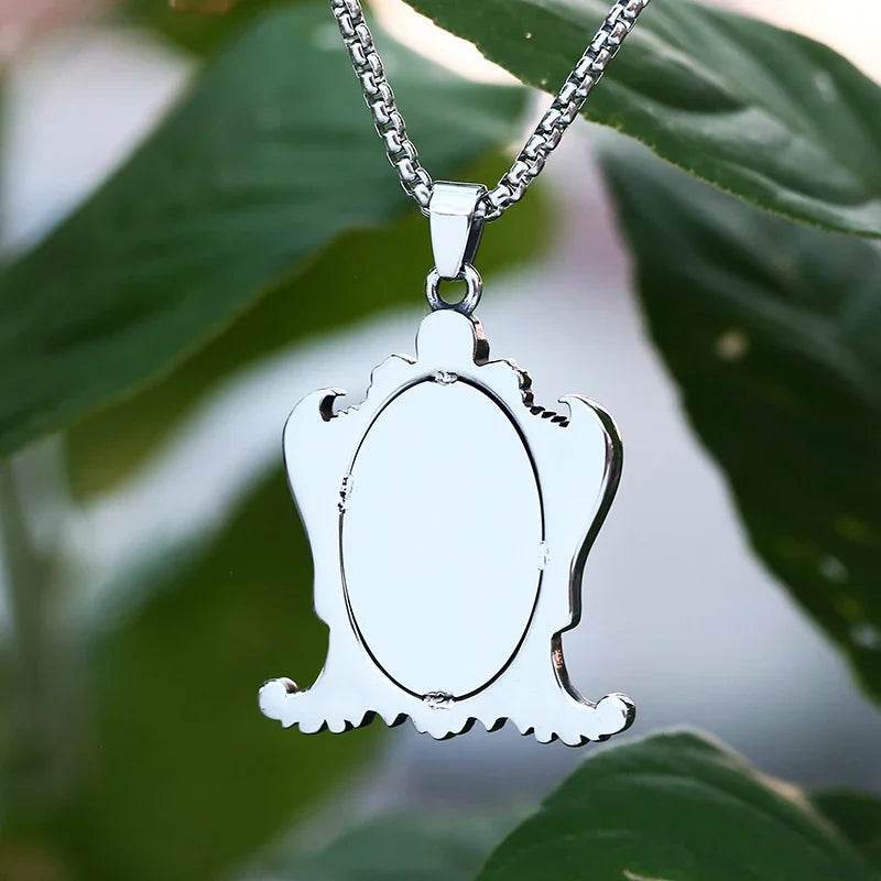 Antique Gothic Skull & Bat Ornate Mirror Punk Pendant Necklace - Le Joyau Store - charm,mirror,punk,skull - Pendant Only