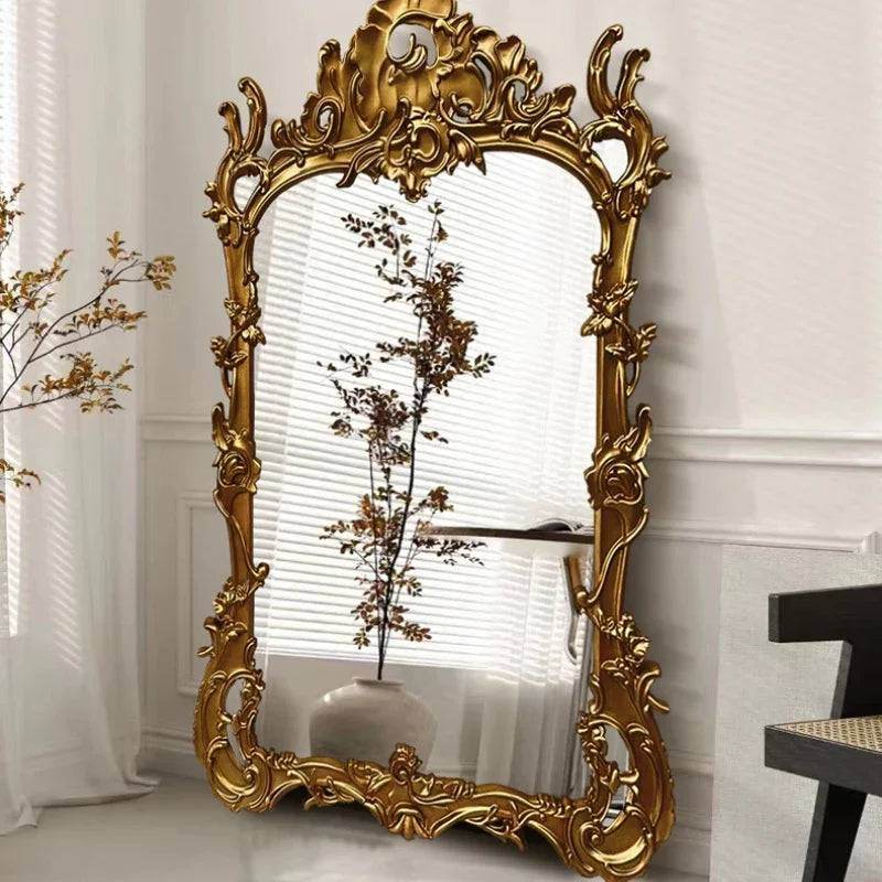 Vintage Gold Baroque Full-Length Wall Mirror with Antique Embossed Royal French Style Frame - Le Joyau Store - bedroom,designer,full body,gold frame,oversize - 100cm x 180cm