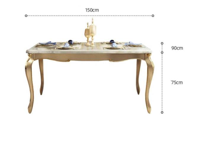 Regal European Gold & White Leather Marble Wooden Dining Table & Chairs - Le Joyau Store - Event,Gold,Luxury,Marble,Wood - Dining Chair (2pcs)