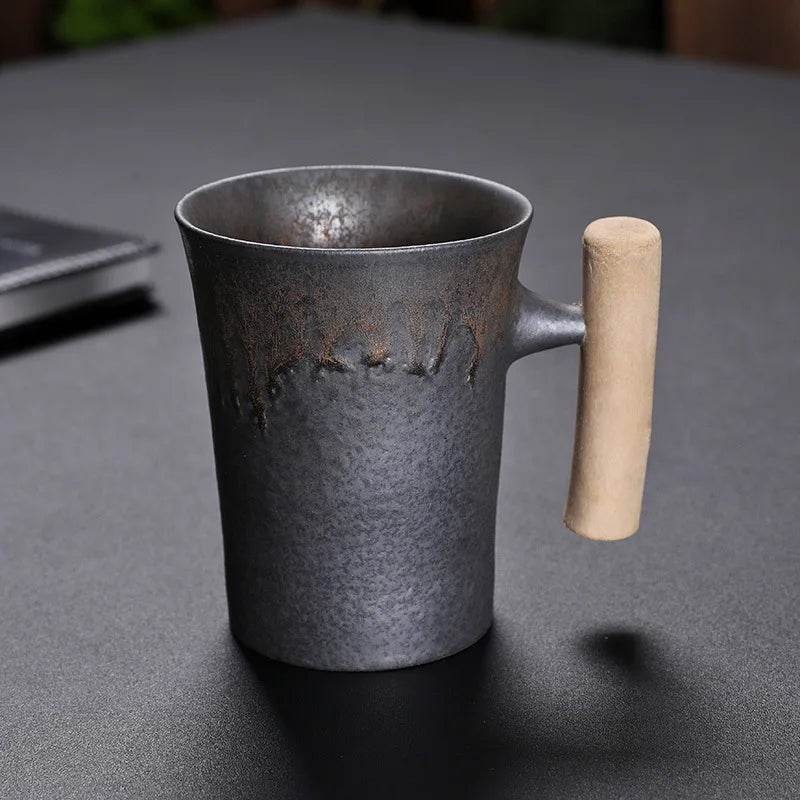 Vintage Gray Steel Terracotta Ceramic Stoneware Coffee Cup - Le Joyau Store - coffee,handmade,Japanese,mug,stoneware,vintage - A