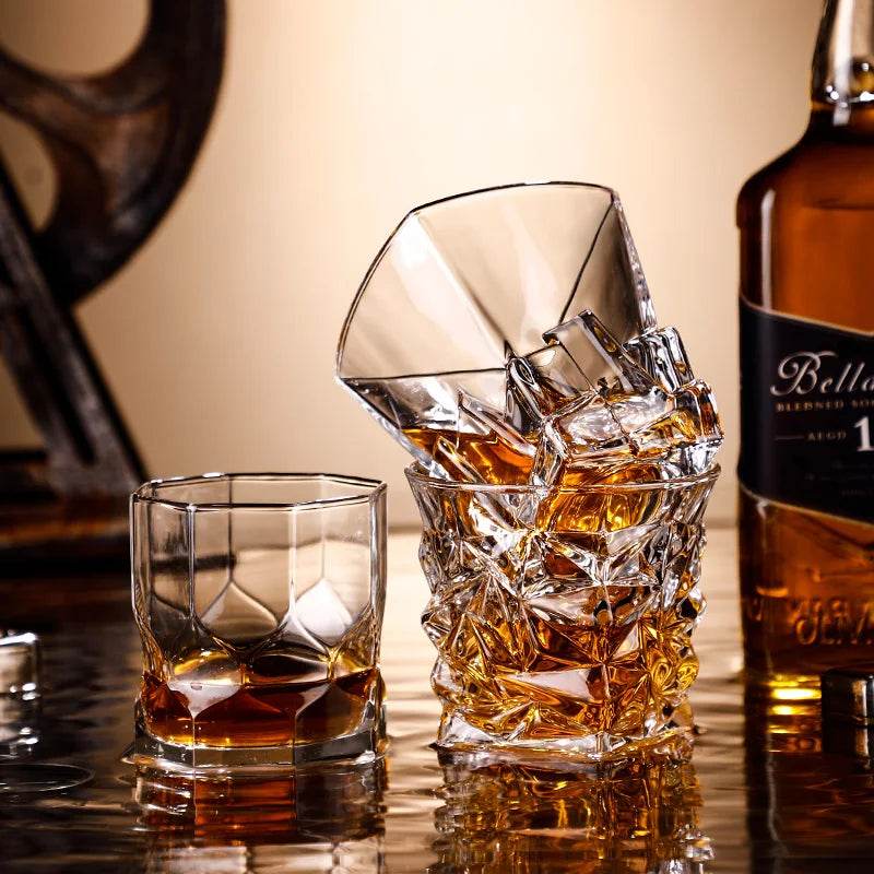 Vintage Embossed Whiskey Glass Classic Old Fashioned Tumbler for Bourbon & Scotch - Le Joyau Store - engraved,gift set,old fashion,premium,whiskey - C 300ml / 1pc
