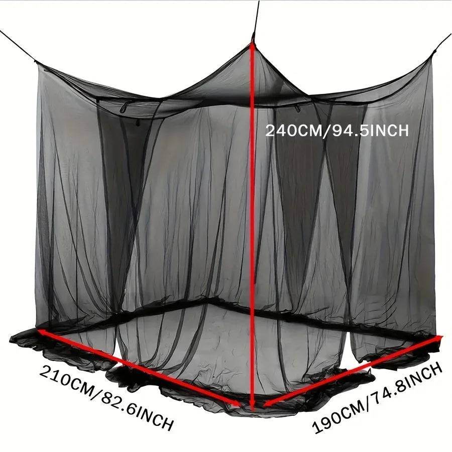 Vintage Gothic Black Four Poster Bed Curtain - Le Joyau Store - breathable,insect proof,mosquito net,outdoor,polyester - Black