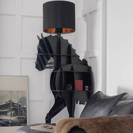 Luxury Modern Abstract Horse Open Bookshelf Cabinet & Lamp - Le Joyau Store - cabinet,living room,luxury,modern,open shelf - Red large size