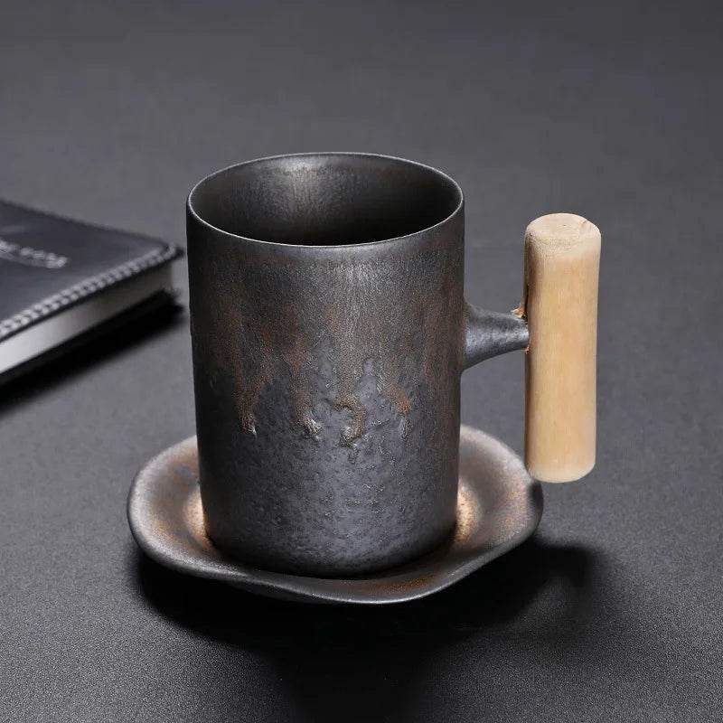 Vintage Gray Steel Terracotta Ceramic Stoneware Coffee Cup - Le Joyau Store - coffee,handmade,Japanese,mug,stoneware,vintage - A