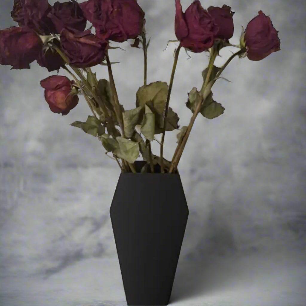 Black Gothic Minimalist Wooden Decorative Coffin Flower Vase - Le Joyau Store - 3D print,black,coffin,dried flowers,minimal -