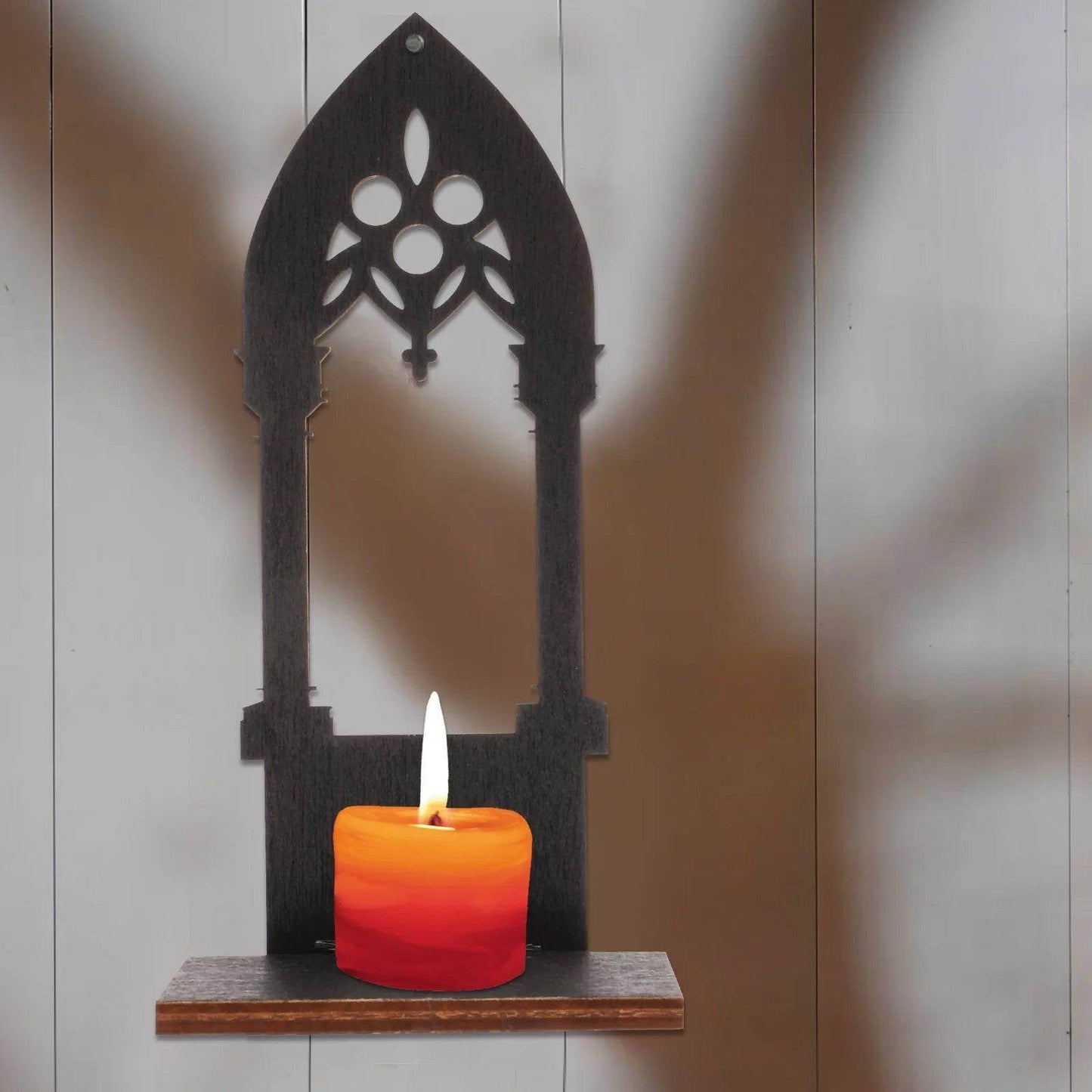 Vintage Gothic Black Medieval Cathedral Arch Wooden Candleholder (2 Pack) - Le Joyau Store - Candle,Decor,Gothic,Vintage,Wooden - 15x6x5.5cm