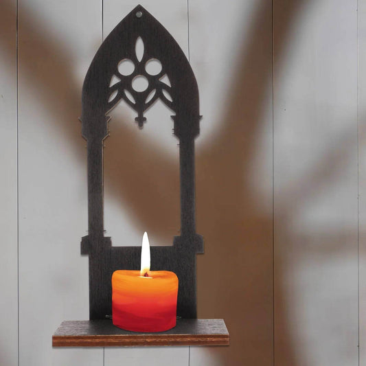 Vintage Gothic Black Medieval Cathedral Arch Wooden Candleholder (2 Pack) - Le Joyau Store - Candle,Decor,Gothic,Vintage,Wooden - 15x6x5.5cm