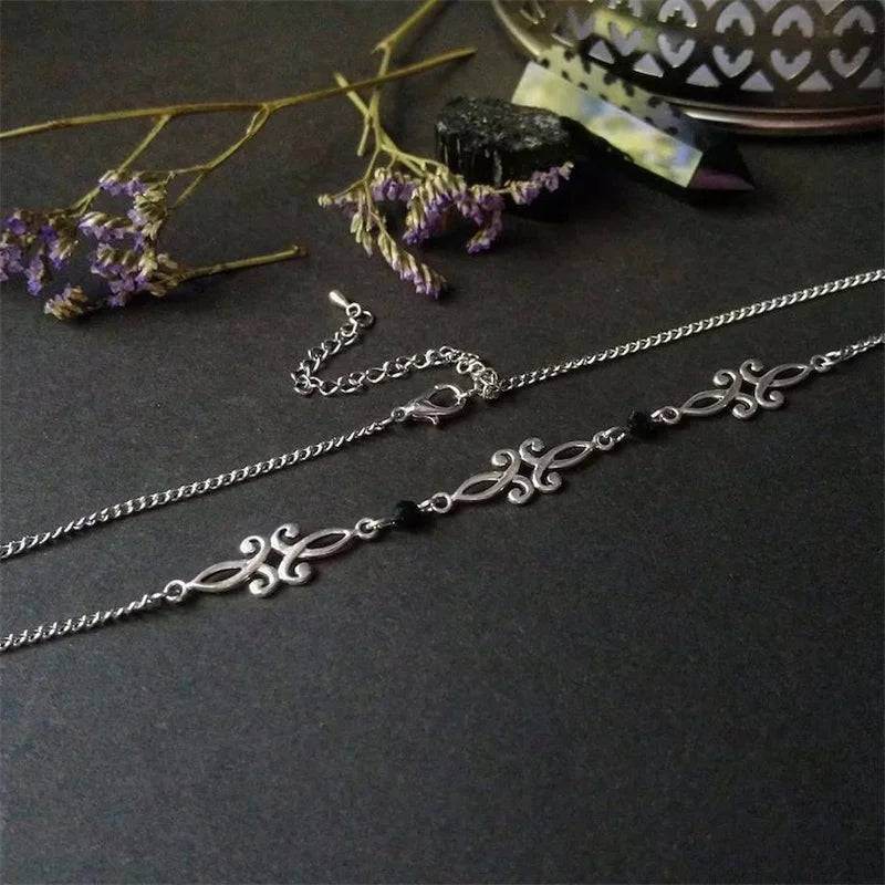 Vintage Victorian Antique Silver Gothic Link Chain Choker Necklace - Le Joyau Store - Fashion,Retro,Silver,Stainless,Women - Rhodium Plated