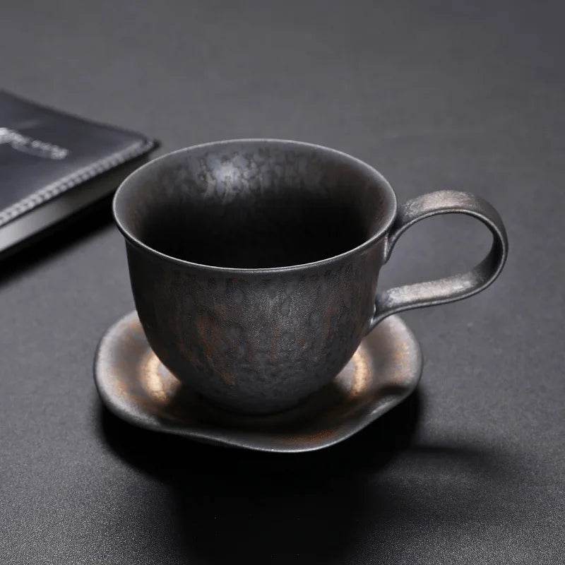 Vintage Gray Steel Terracotta Ceramic Stoneware Coffee Cup - Le Joyau Store - coffee,handmade,Japanese,mug,stoneware,vintage - A