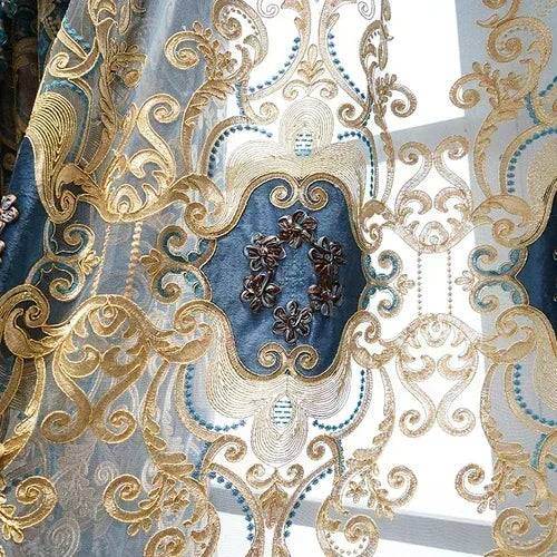 Luxury European Vintage Baroque Chenille Embroidered Blackout Curtains - Le Joyau Store - - Coffee Curtian / W300cmxH250cm 1PC / Hook