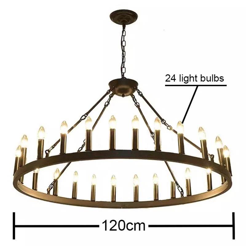 Gothic Industrial Wagon Wheel Chandelier Vintage Black Metal LED Pendant Light - Le Joyau Store - Black,Hanging,Iron,LED,Round - D100cm / Natural light 4000K