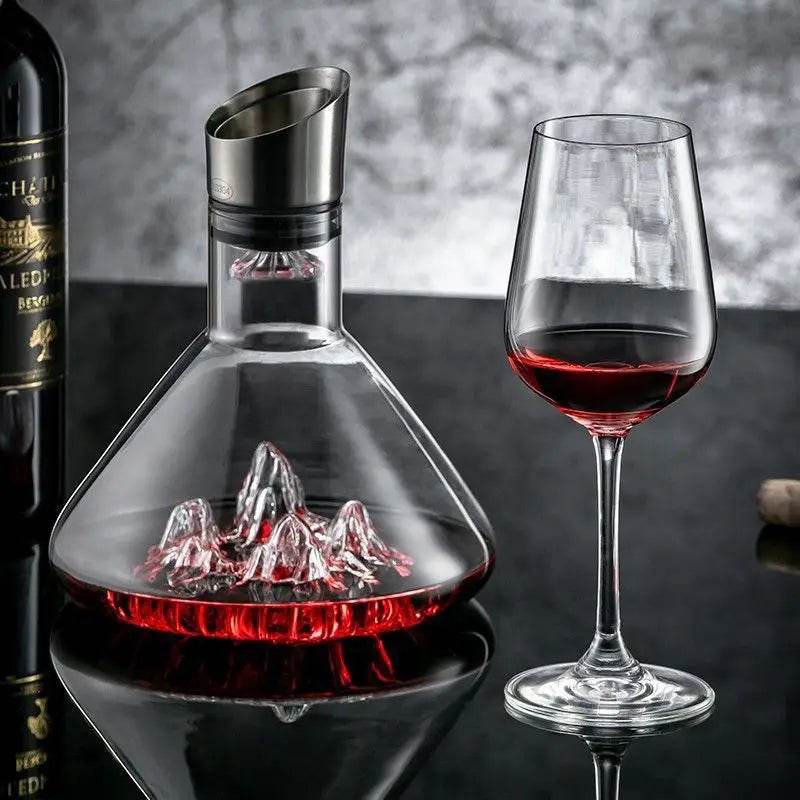 Elegant Glass Iceberg Mountain Whisky & Wine Dining Table Decanter - Le Joyau Store - crystal,lead-free,pourer,thickened,whisky - Transparent (1500ml)