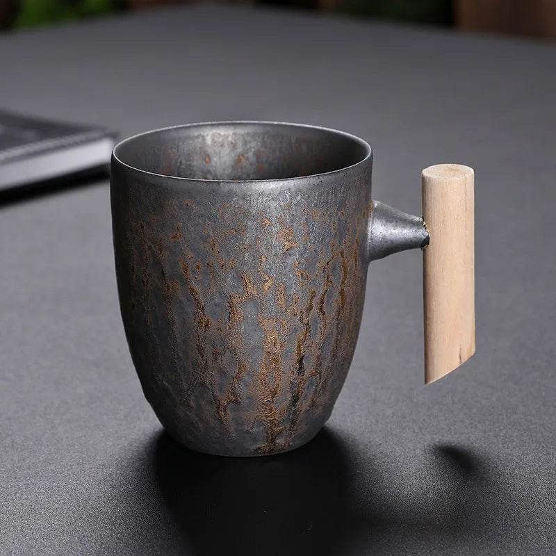 Vintage Gray Steel Terracotta Ceramic Stoneware Coffee Cup - Le Joyau Store - coffee,handmade,Japanese,mug,stoneware,vintage - A